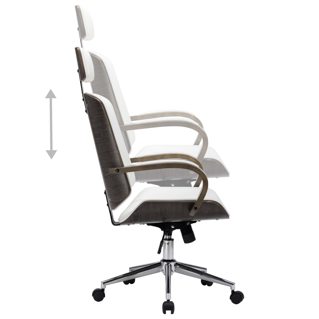 Chaise de bureau avec appuie-tête Blanc Similicuir et bois - XIOS
