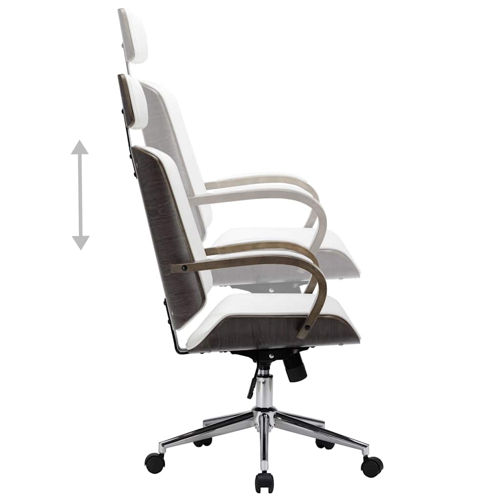 Chaise de bureau avec appuie-tête Blanc Similicuir et bois