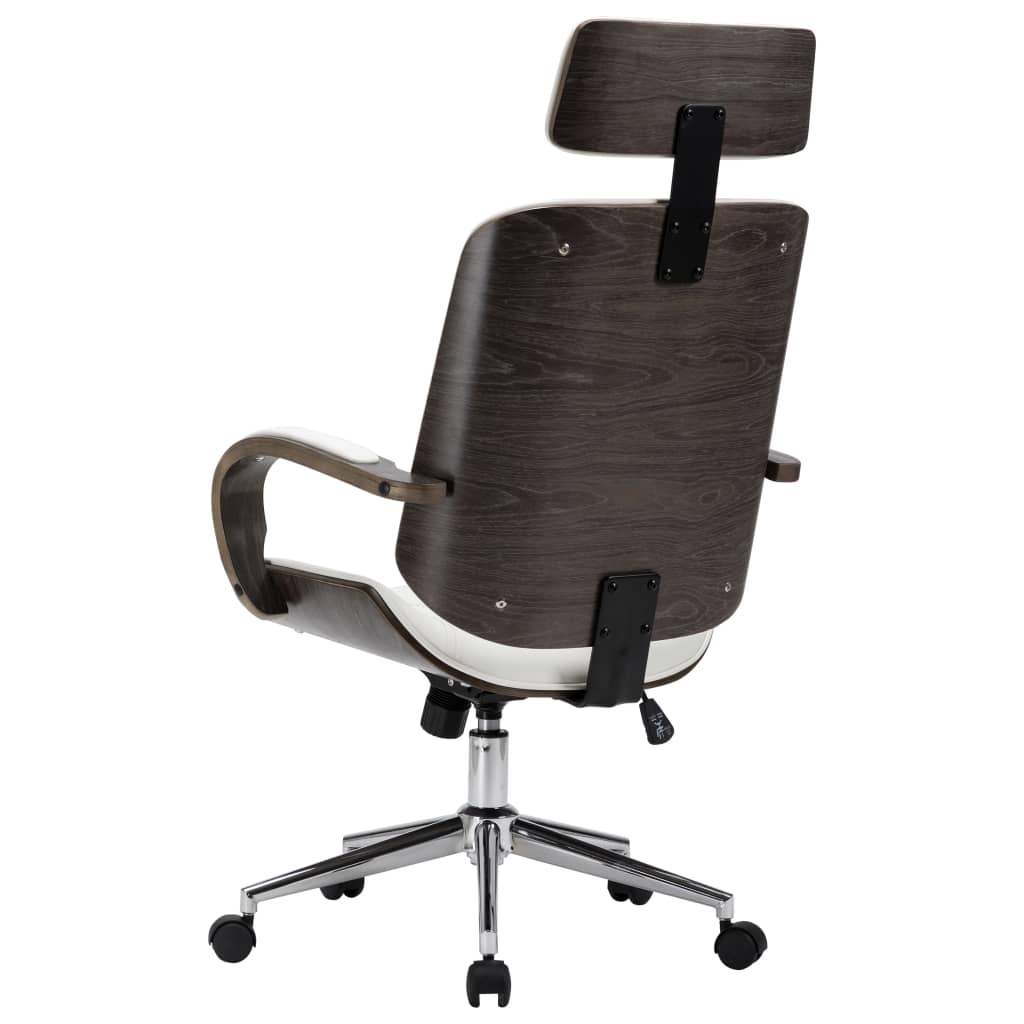 Chaise de bureau avec appuie-tête Blanc Similicuir et bois - XIOS