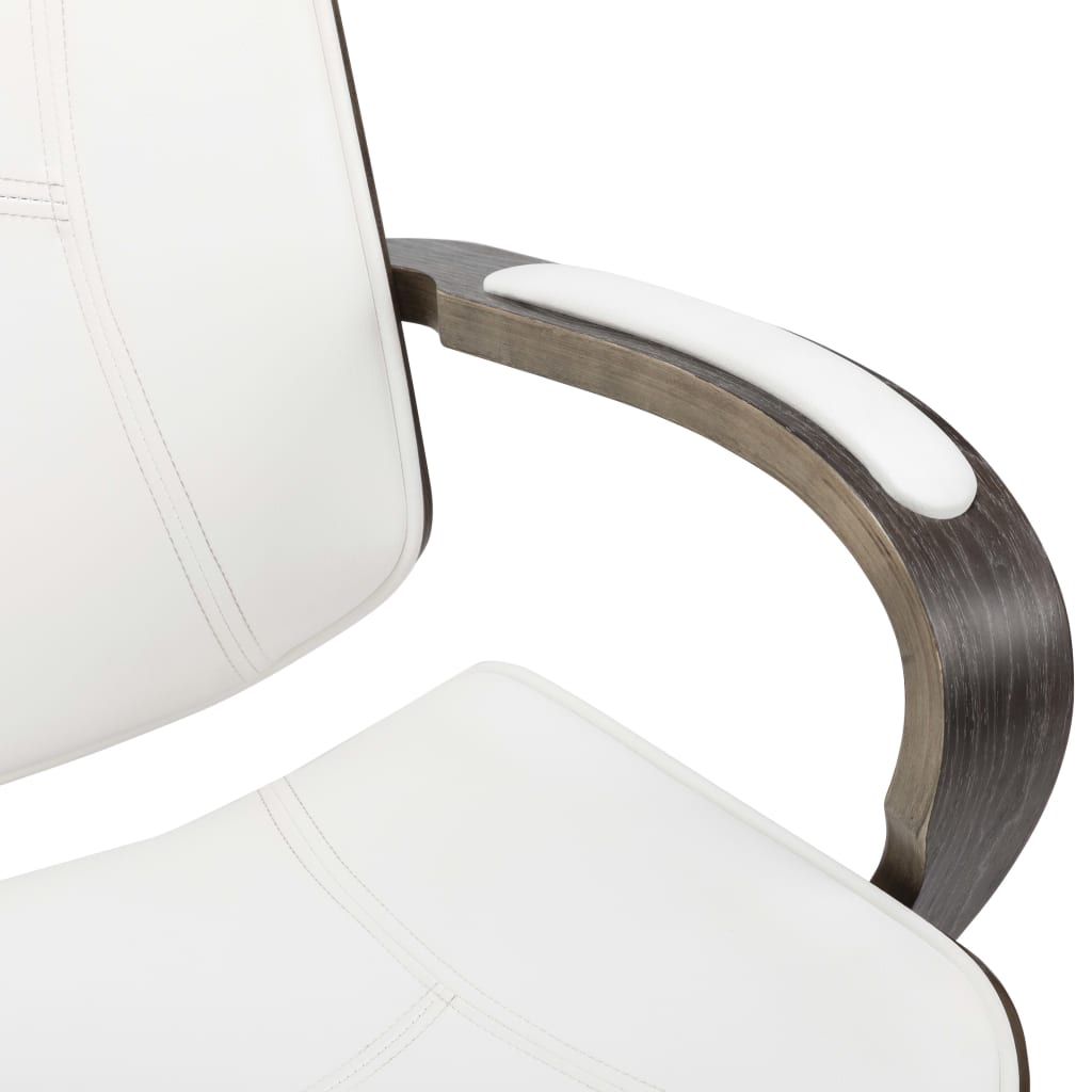 Chaise de bureau avec appuie-tête Blanc Similicuir et bois - XIOS