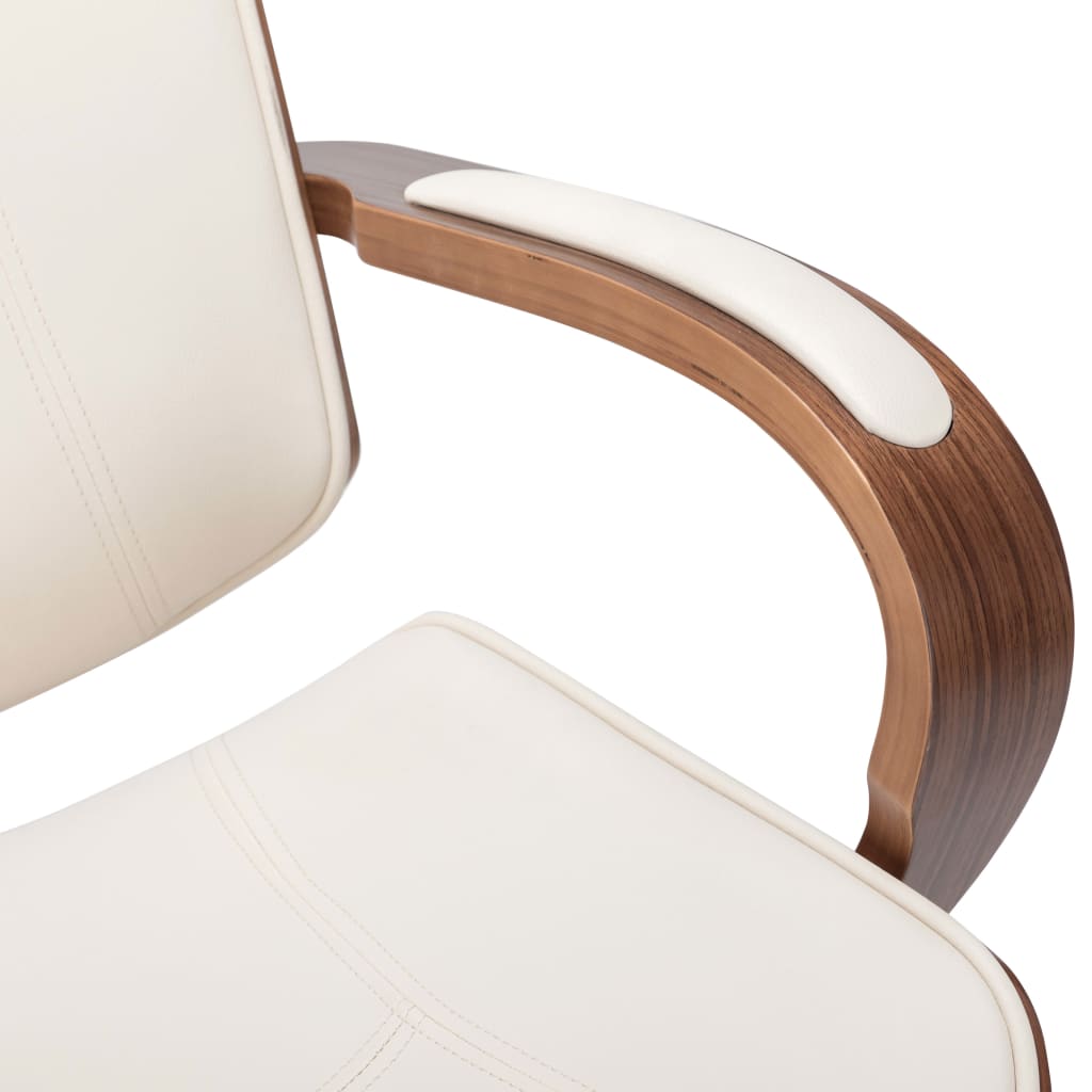 Chaise de bureau avec appuie-tête Crème Similicuir et bois - XIOS