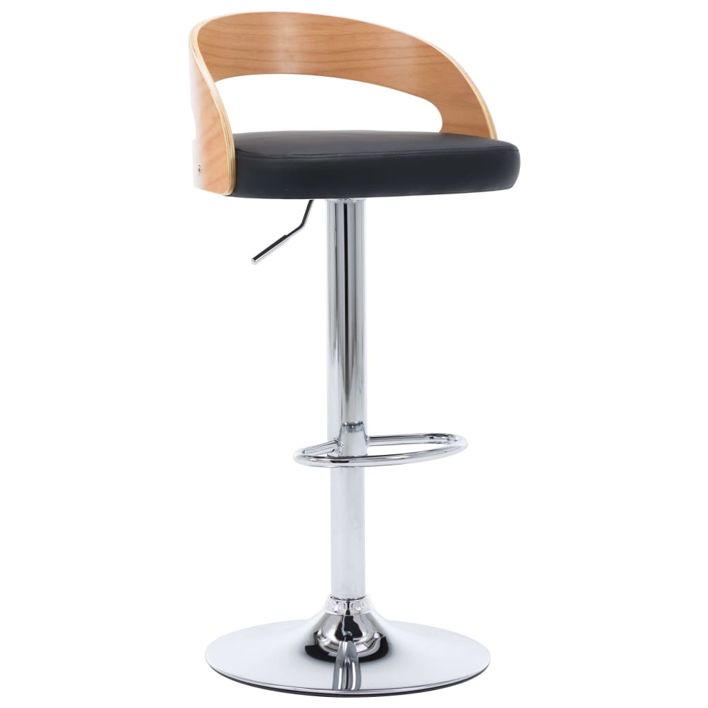 Tabourets de bar lot de 2 noir similicuir et bois courbé - XIOS