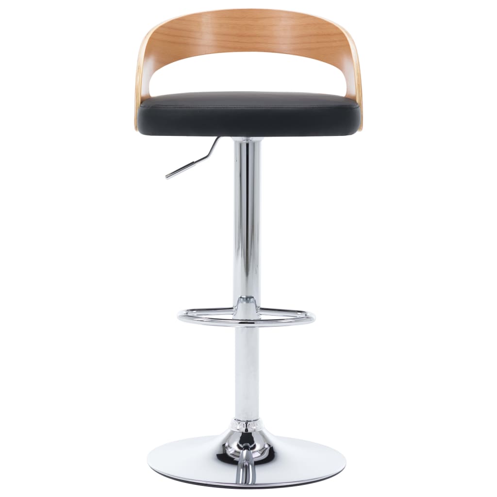 Tabourets de bar lot de 2 noir similicuir et bois courbé - XIOS