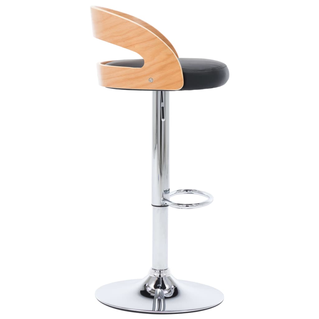 Tabourets de bar lot de 2 noir similicuir et bois courbé - XIOS