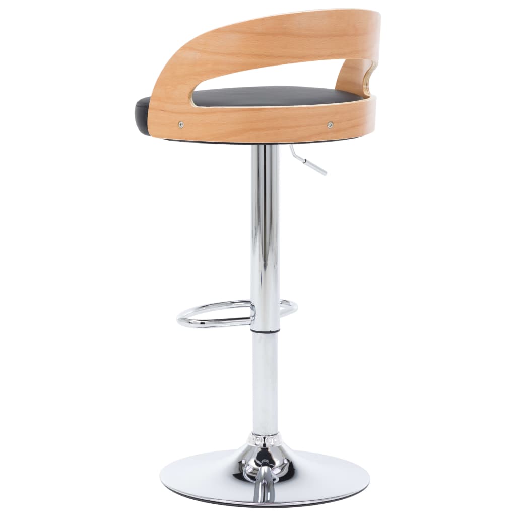 Tabourets de bar lot de 2 noir similicuir et bois courbé - XIOS