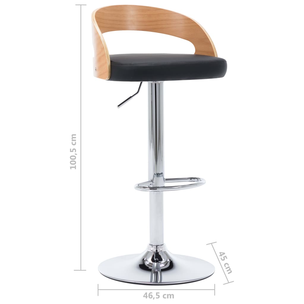Tabourets de bar lot de 2 noir similicuir et bois courbé - XIOS