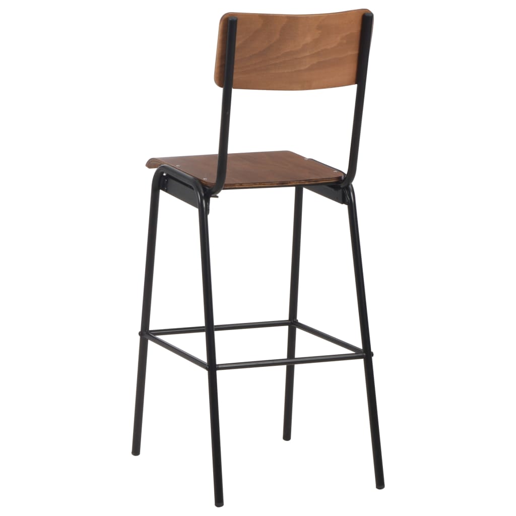 Mobilier de bar 3 pcs Acier Marron Noir
