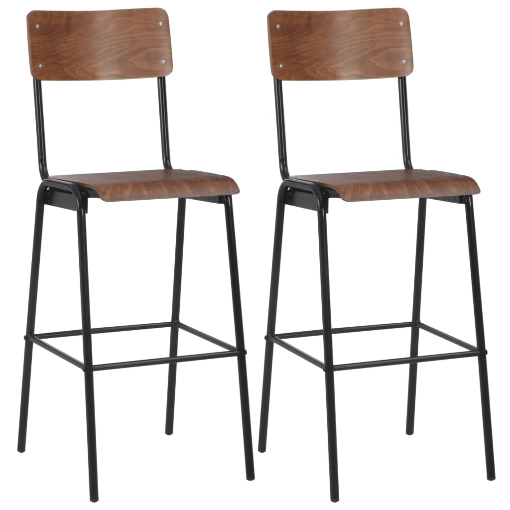 Mobilier de bar 3 pcs Acier Marron Noir - XIOS
