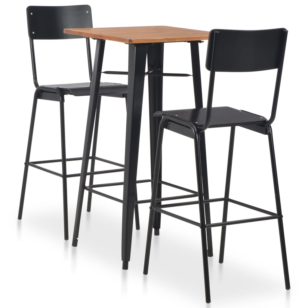 Mobilier de bar 3 pcs Acier Noir