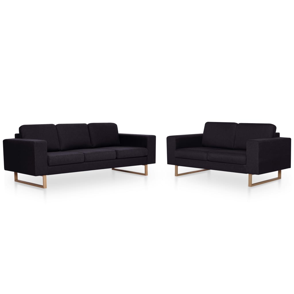 Ensemble de canapé 2 pcs tissu noir - XIOS