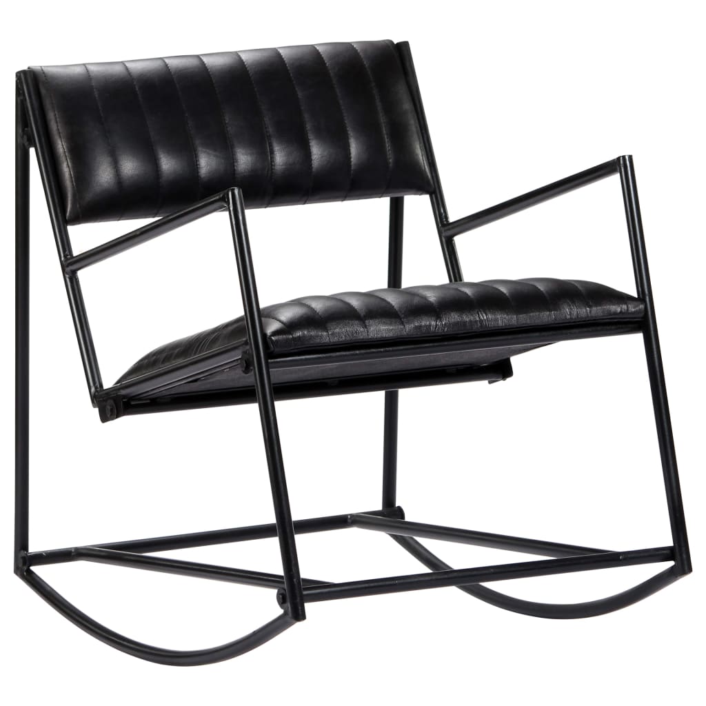 Chaise à bascule Noir Cuir véritable - XIOS