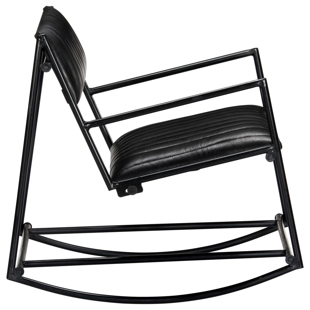 Chaise à bascule Noir Cuir véritable - XIOS