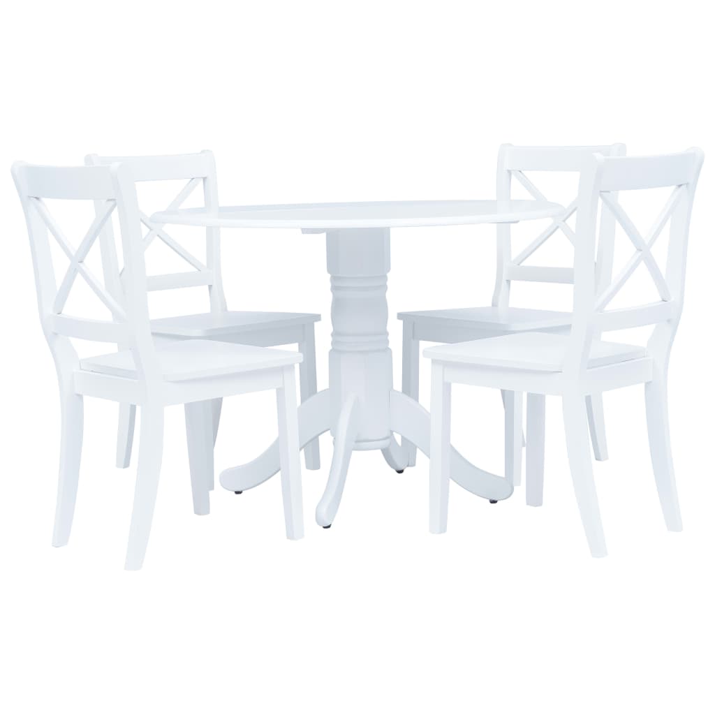 Ensemble de salle à manger 5 pcs Bois d'hévéa Blanc - XIOS