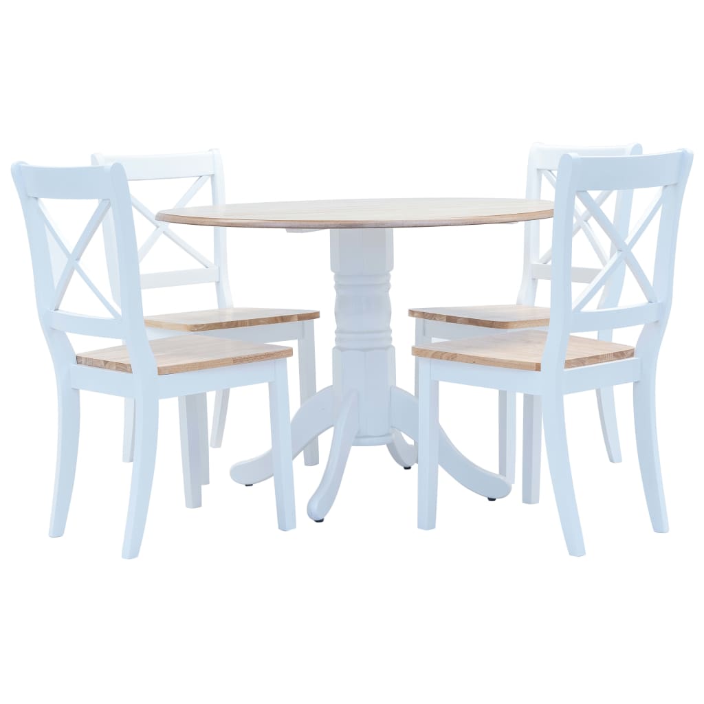 Ensemble de salle à manger 5 pcs Bois d'hévéa Blanc et marron - XIOS