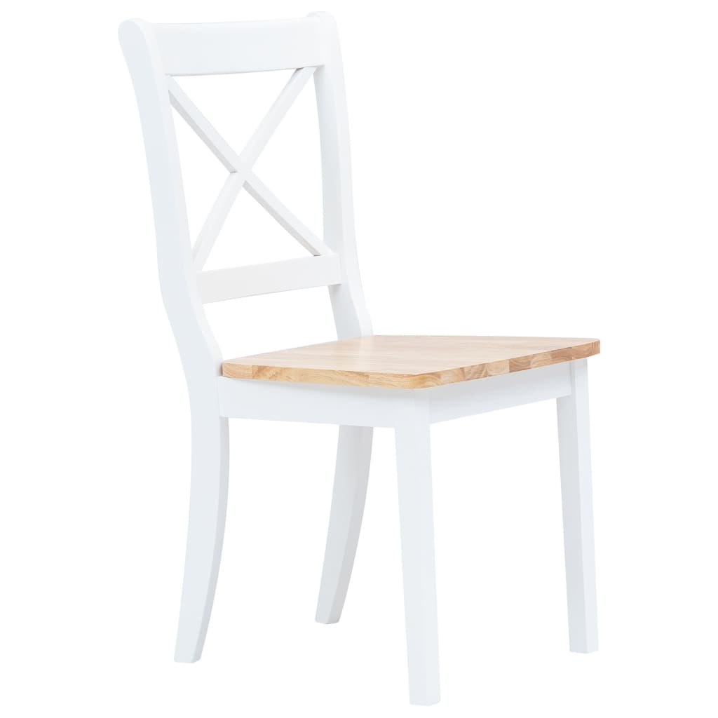 Ensemble de salle à manger 5 pcs Bois d'hévéa Blanc et marron