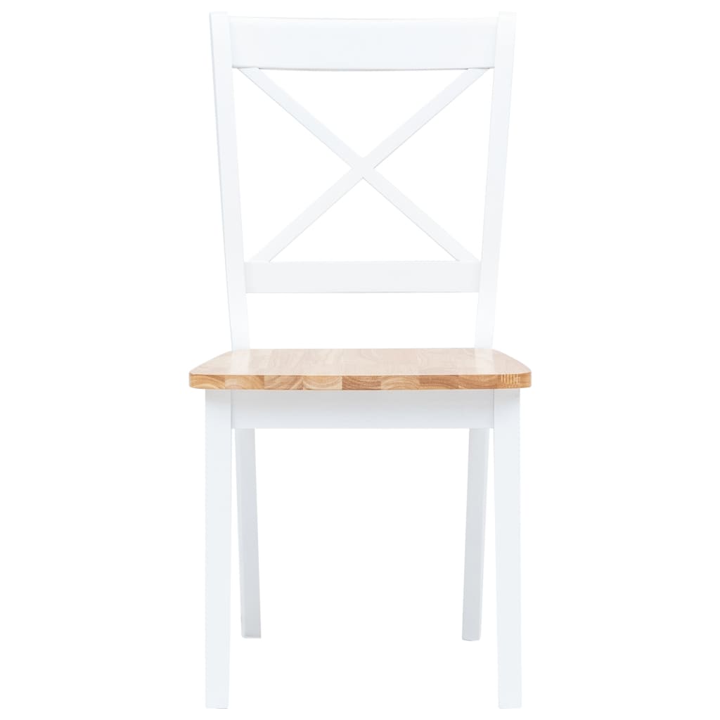 Ensemble de salle à manger 5 pcs Bois d'hévéa Blanc et marron