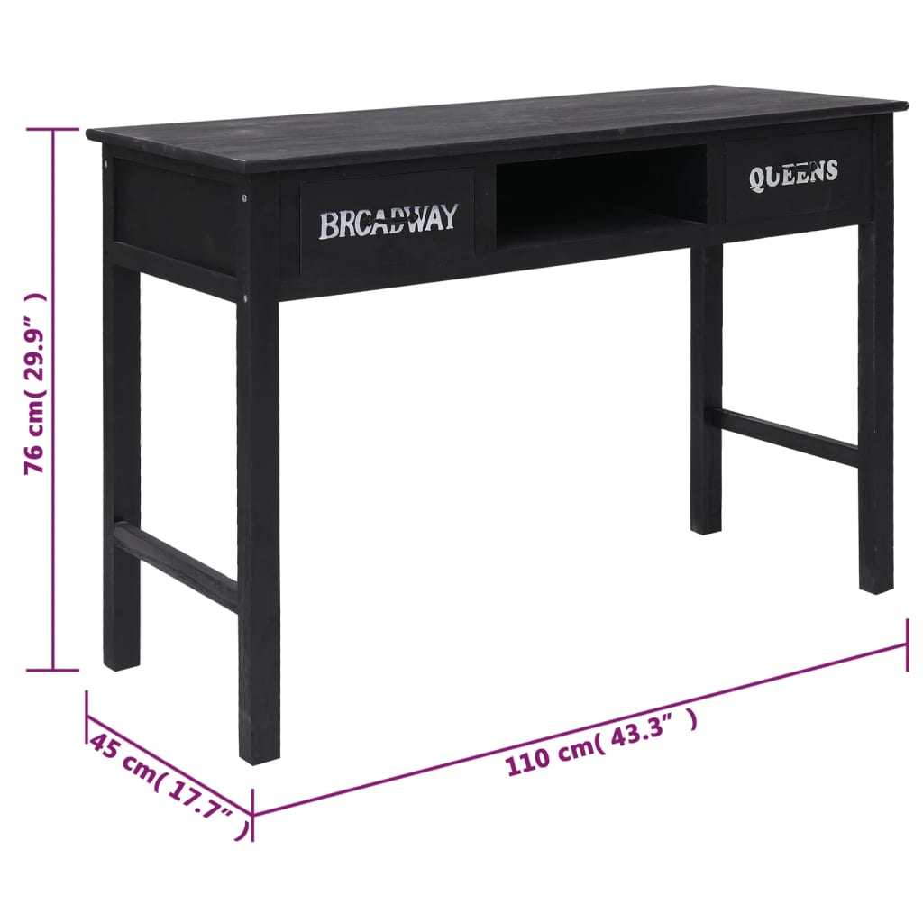 Table console Noir 110x45x76 cm Bois - XIOS