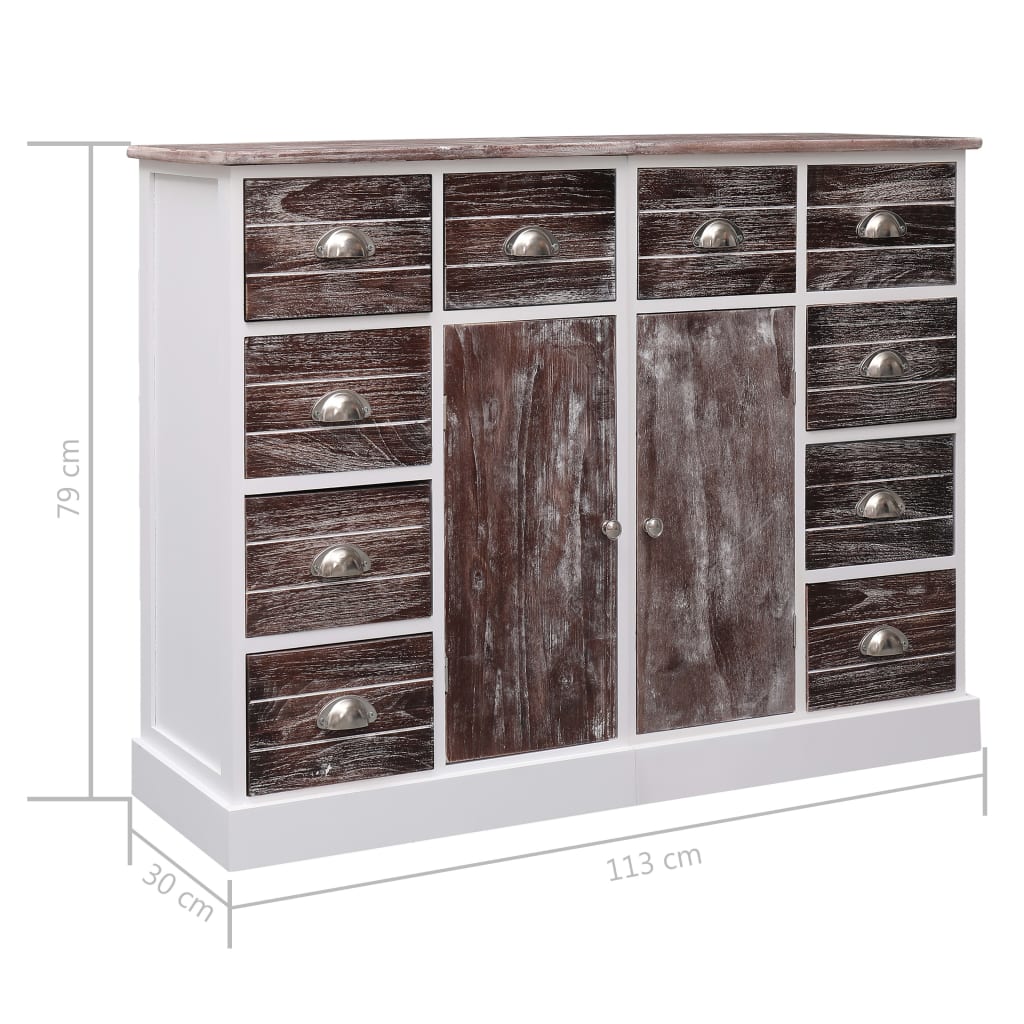 Buffet avec 10 tiroirs Marron 113x30x79 cm Bois - XIOS