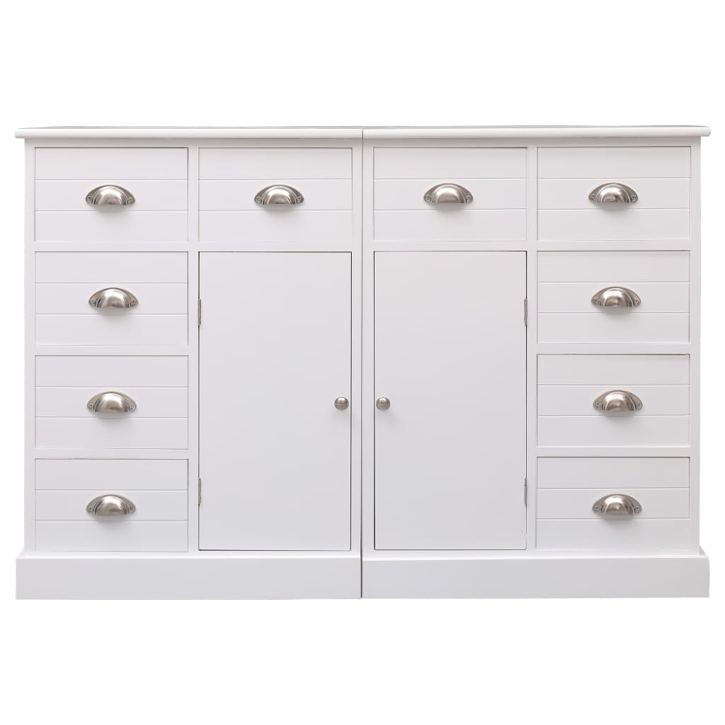 Buffet avec 10 tiroirs Blanc 113x30x79 cm Bois - XIOS