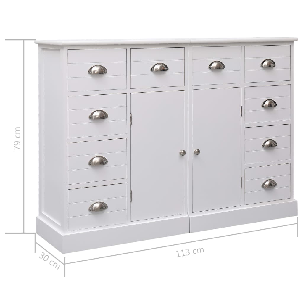 Buffet avec 10 tiroirs Blanc 113x30x79 cm Bois - XIOS