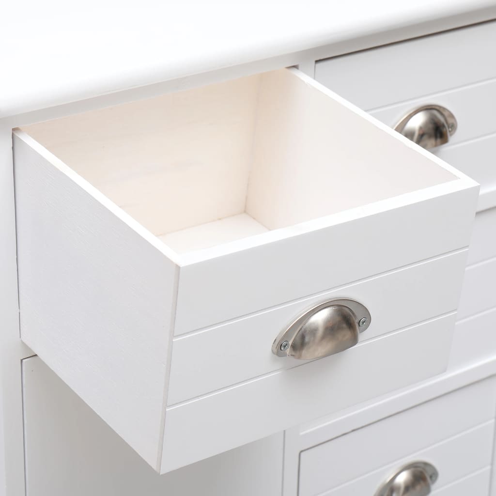 Buffet avec 10 tiroirs Blanc 113x30x79 cm Bois - XIOS