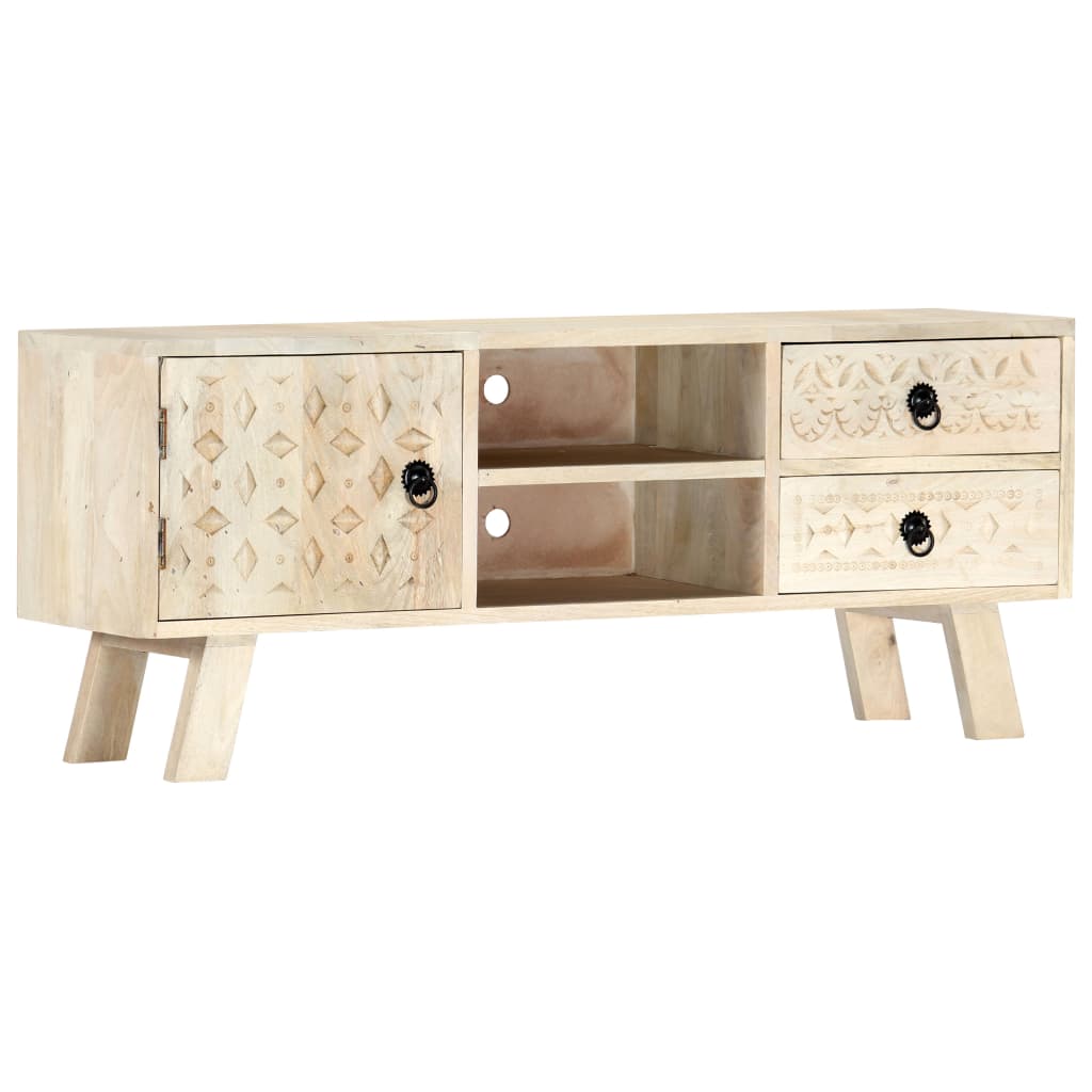Meuble TV 110x30x44 cm Bois massif de manguier
