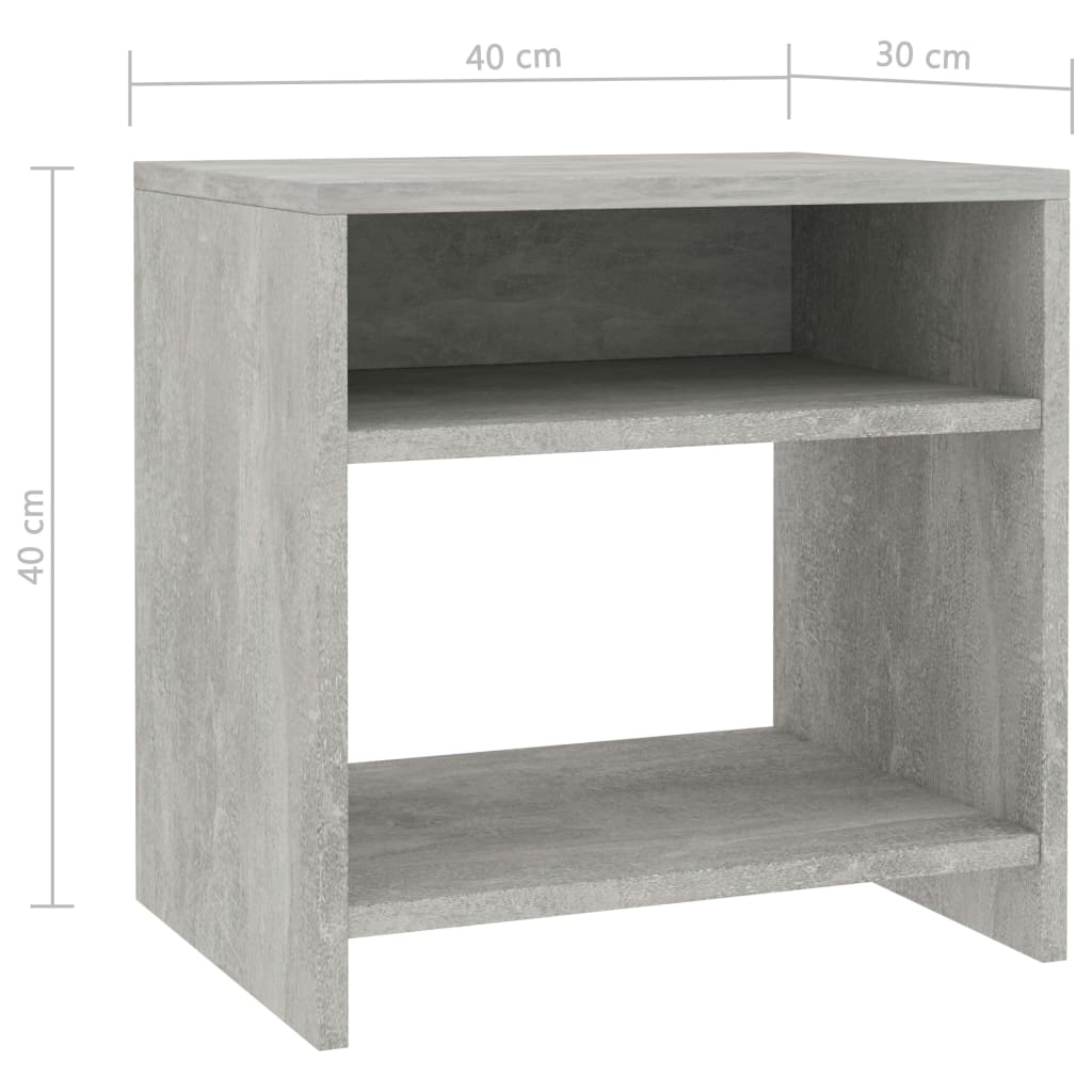 Tables de chevet 2 pcs Gris béton 40x30x40 cm Bois d'ingénierie - XIOS