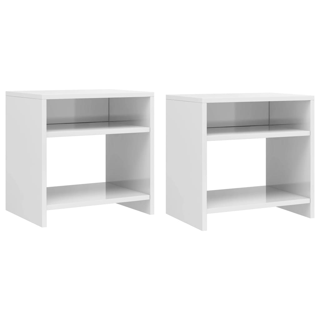 Tables de chevet 2pcs Blanc brillant 40x30x40cm bois ingénierie - XIOS