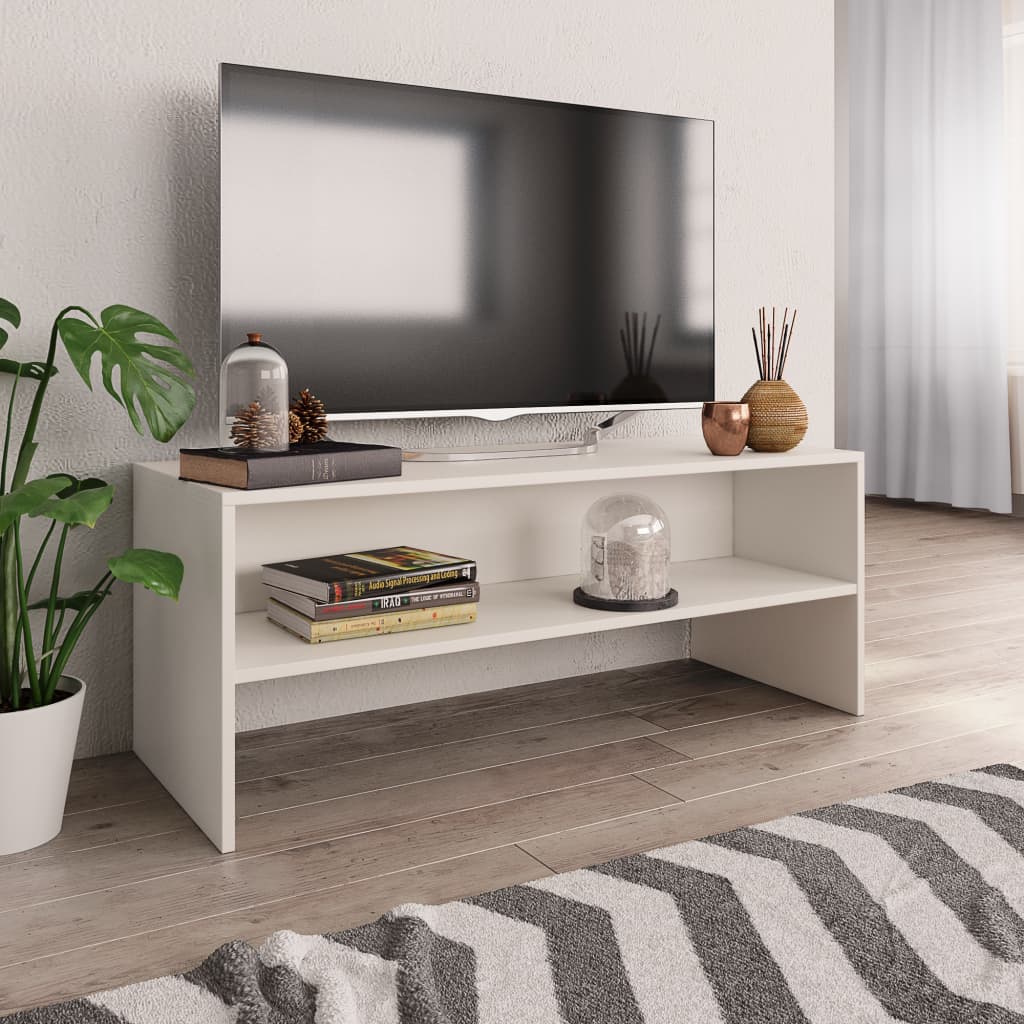 Meuble TV Blanc 100 x 40 x 40 cm Aggloméré - XIOS