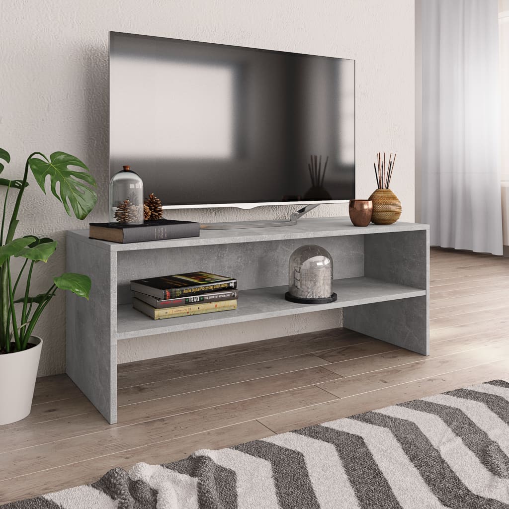 Meuble TV Gris béton 100x40x40 cm Bois d’ingénierie - XIOS