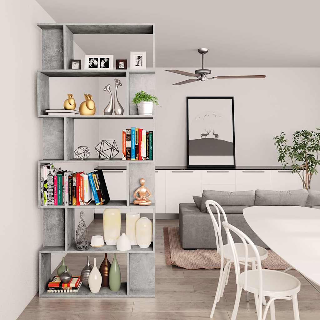 Bibliothèque/Séparateur de pièce Gris béton Bois d'ingénierie - XIOS