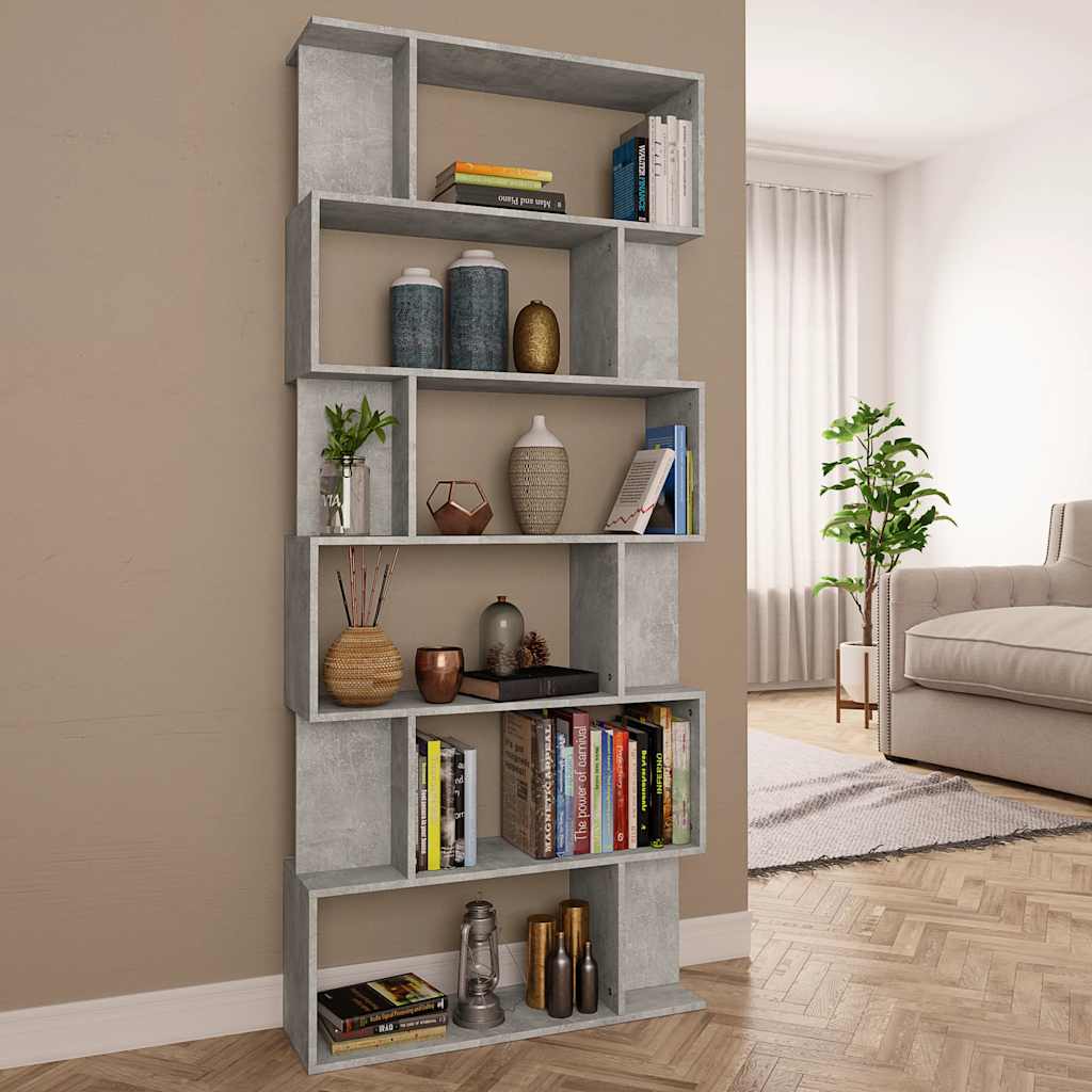 Bibliothèque/Séparateur de pièce Gris béton Bois d'ingénierie - XIOS