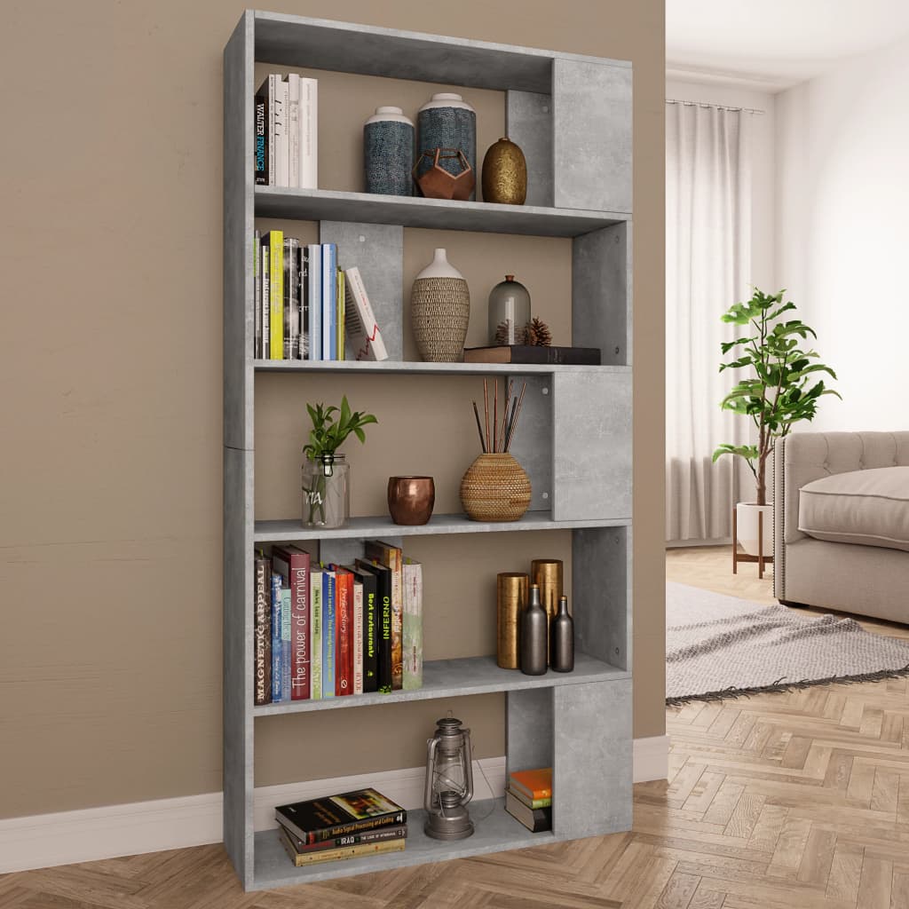 Bibliothèque/Séparateur de pièce Gris béton Bois d’ingénierie - XIOS