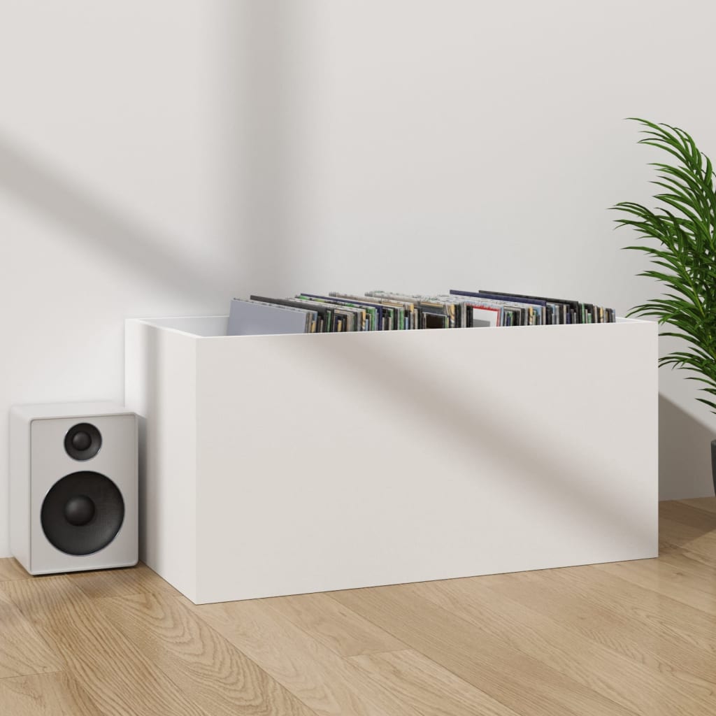 Boîte de rangement vinyles Blanc 71x34x36 cm Bois d'ingénierie - XIOS