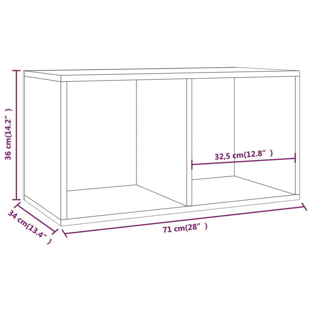 Boîte de rangement vinyles Blanc 71x34x36 cm Bois d'ingénierie - XIOS