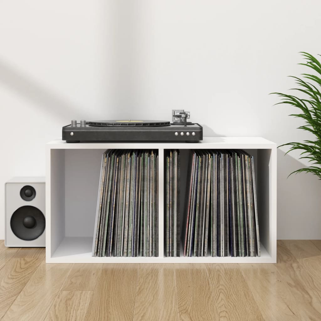 Boîte de rangement vinyles Blanc 71x34x36 cm Bois d'ingénierie - XIOS