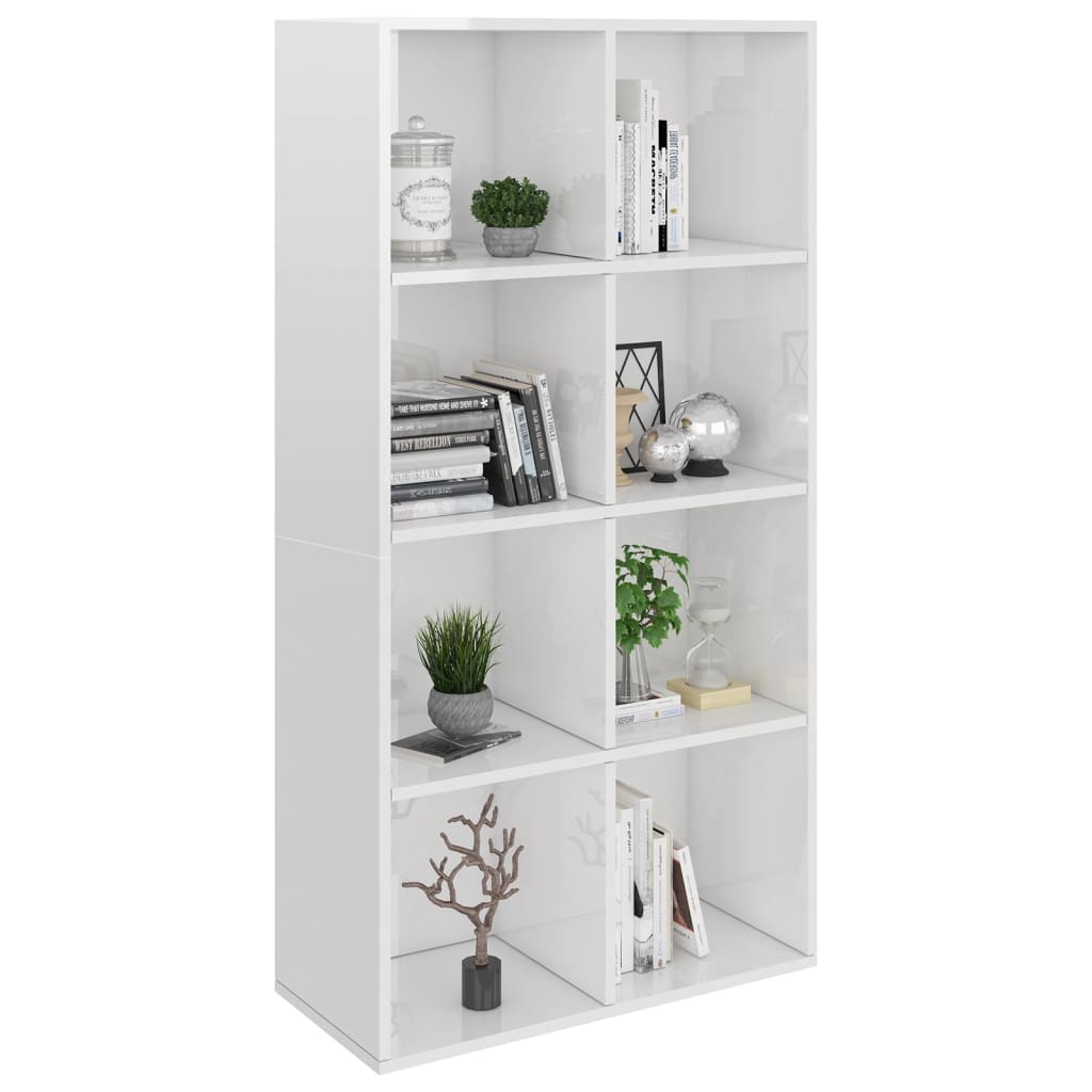 Bibliothèque/Buffet Blanc brillant 66x30x130 cm Bois ingénierie - XIOS