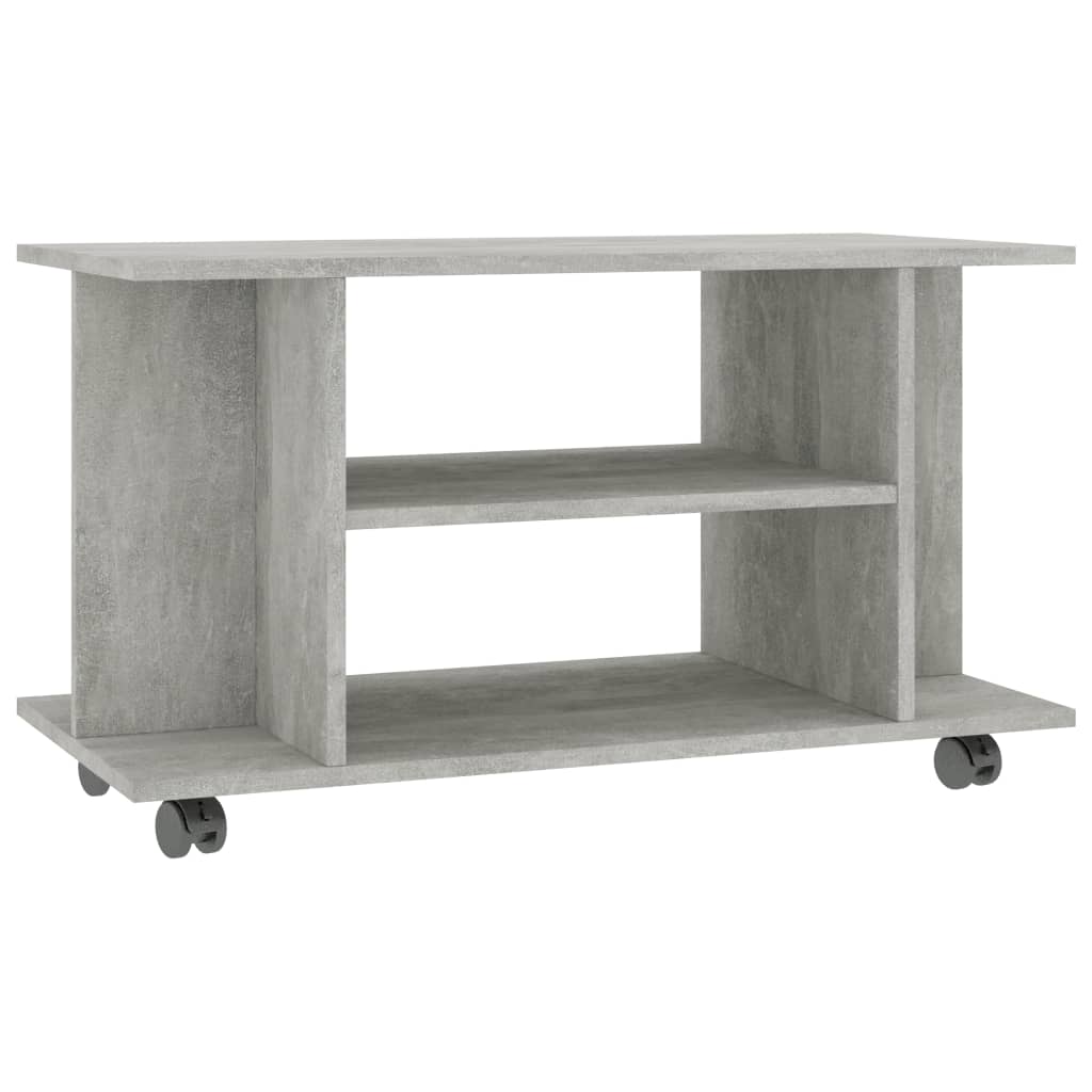 Meuble TV et roulettes gris béton 80x40x45 cm bois d'ingénierie - XIOS