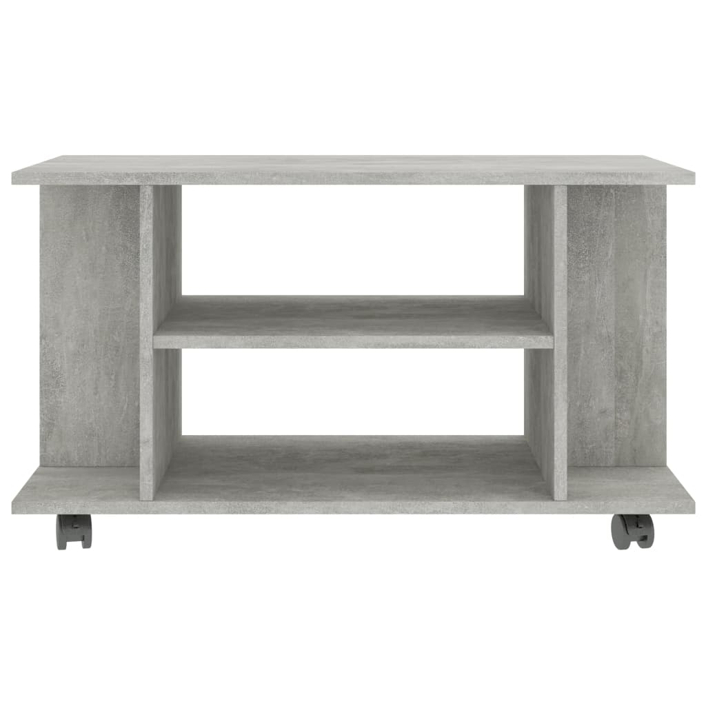 Meuble TV et roulettes gris béton 80x40x45 cm bois d'ingénierie - XIOS