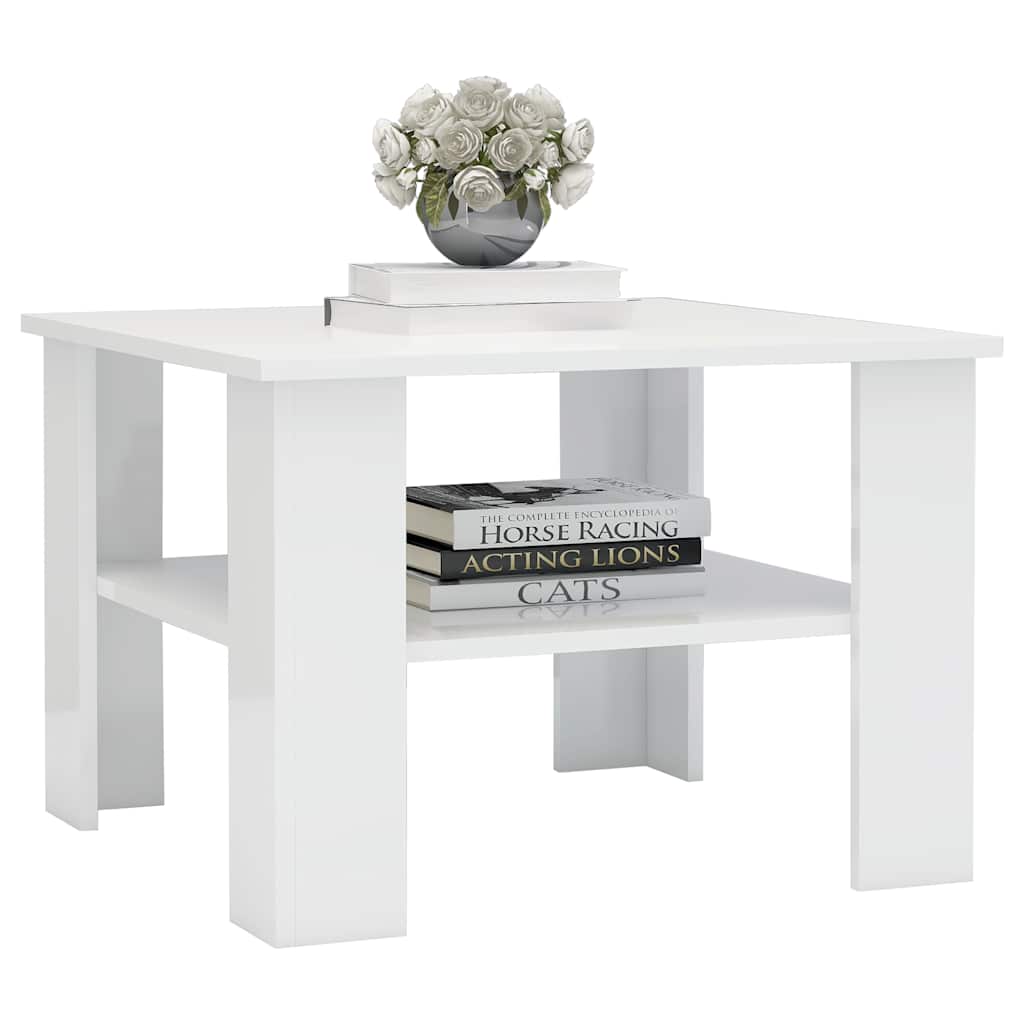 Table basse Blanc brillant 60x60x42 cm Bois d’ingénierie - XIOS