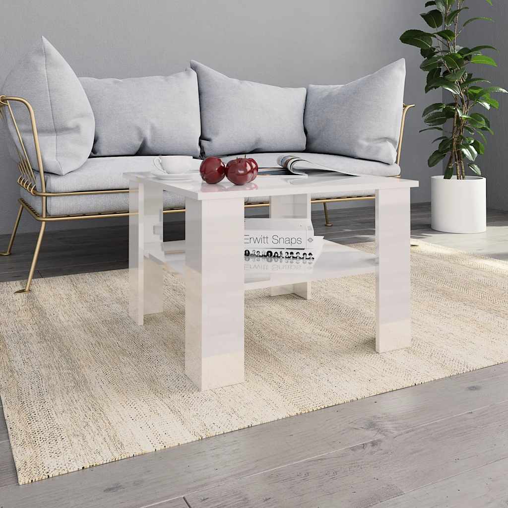 Table basse Blanc brillant 60x60x42 cm Bois d’ingénierie - XIOS