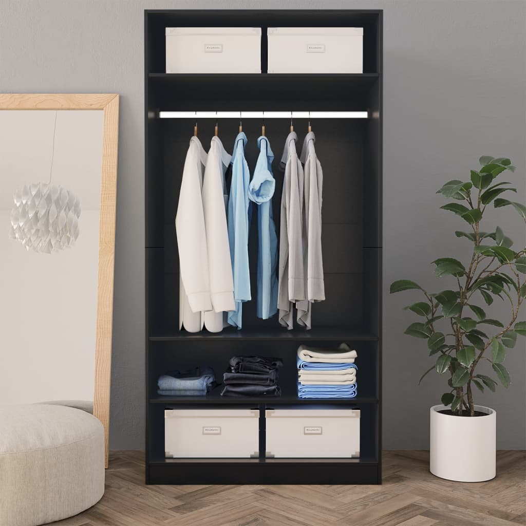 Garde-robe Noir 100 x 50 x 200 cm Bois d'ingénierie - XIOS