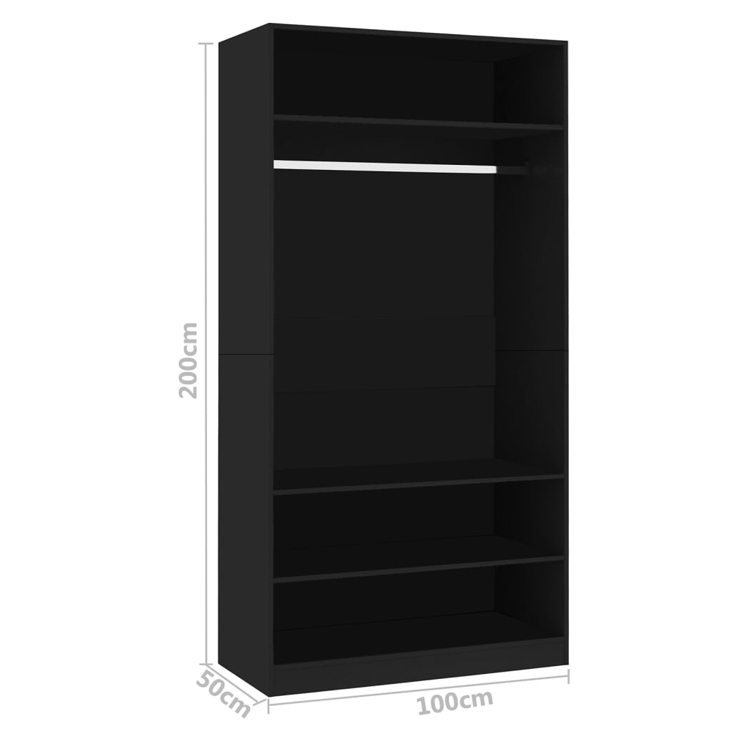 Garde-robe Noir 100 x 50 x 200 cm Bois d'ingénierie - XIOS