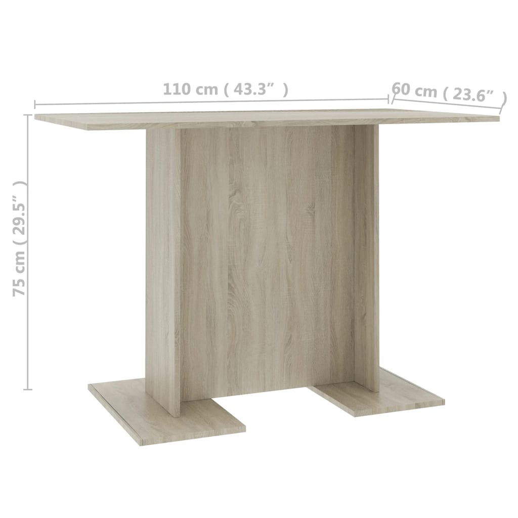 Table de salle à manger Chêne sonoma 110 x 60 x 75 cm Aggloméré - XIOS