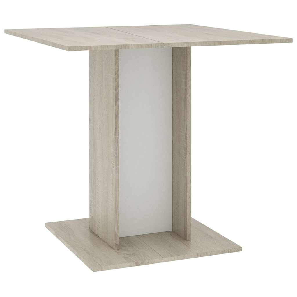 Table à dîner Blanc et chêne sonoma 80 x 80 x 75 cm Aggloméré