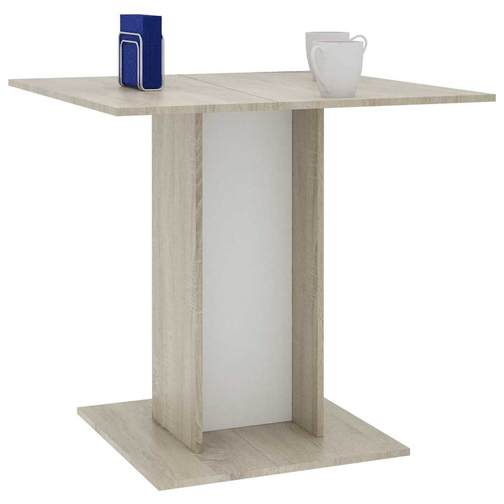 Table à dîner Blanc et chêne sonoma 80 x 80 x 75 cm Aggloméré