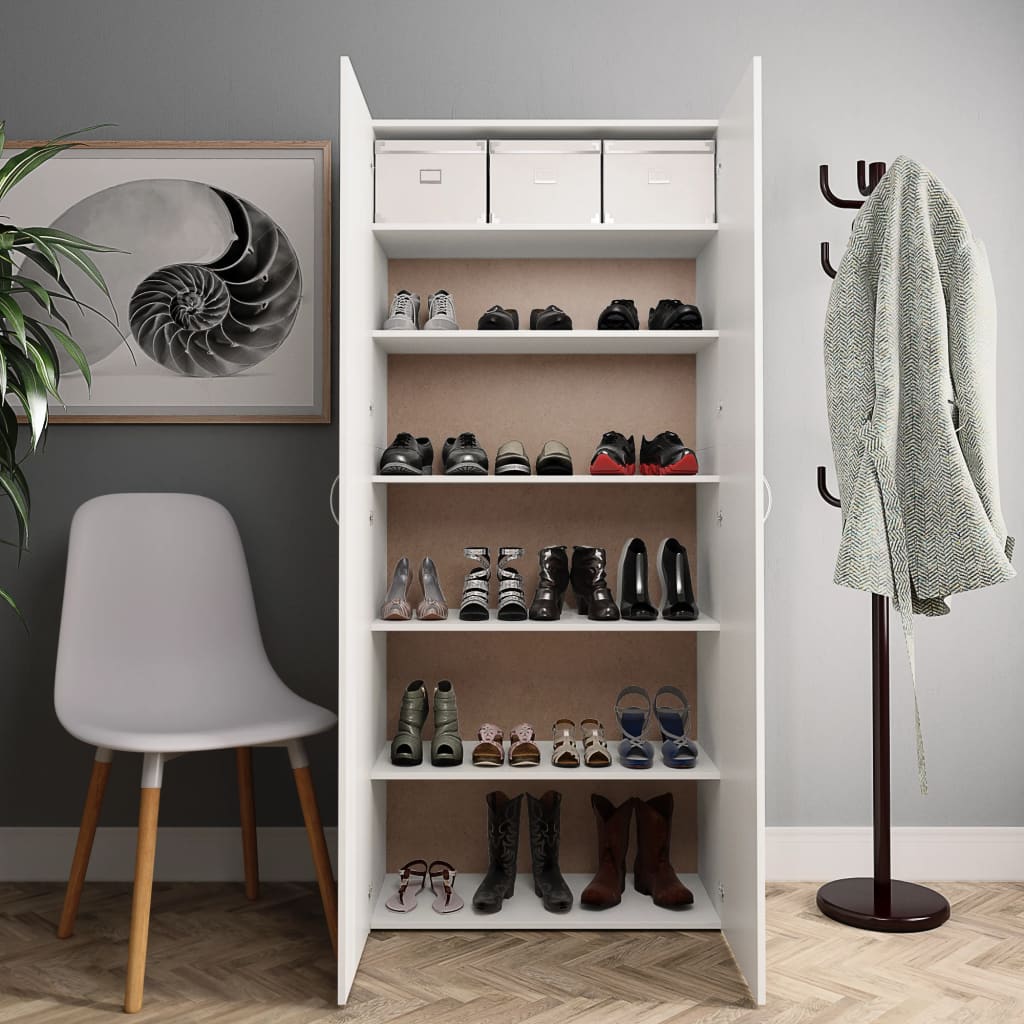 Armoire à chaussures Blanc 80 x 35,5 x 180 cm Bois d'ingénierie