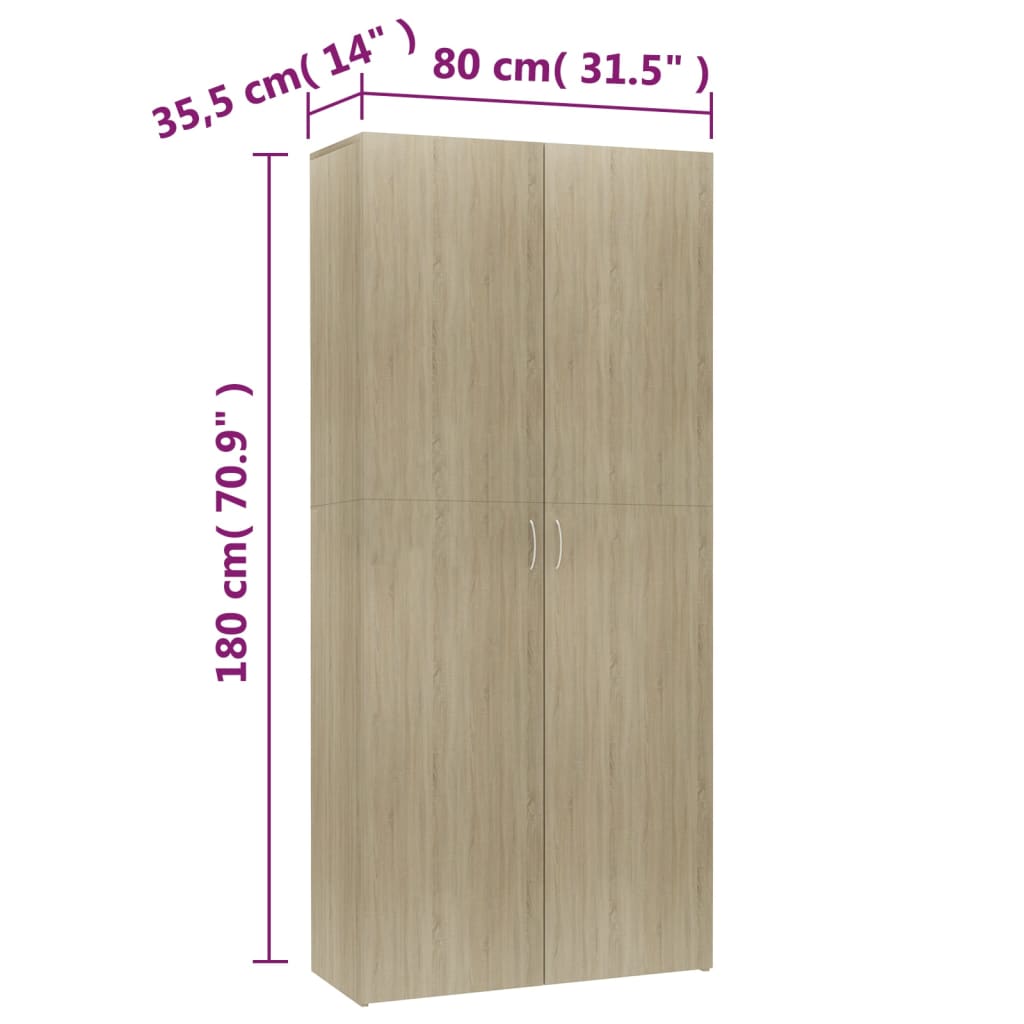 Armoire à chaussures Chêne sonoma 80x35,5x180cm Bois ingénierie - XIOS