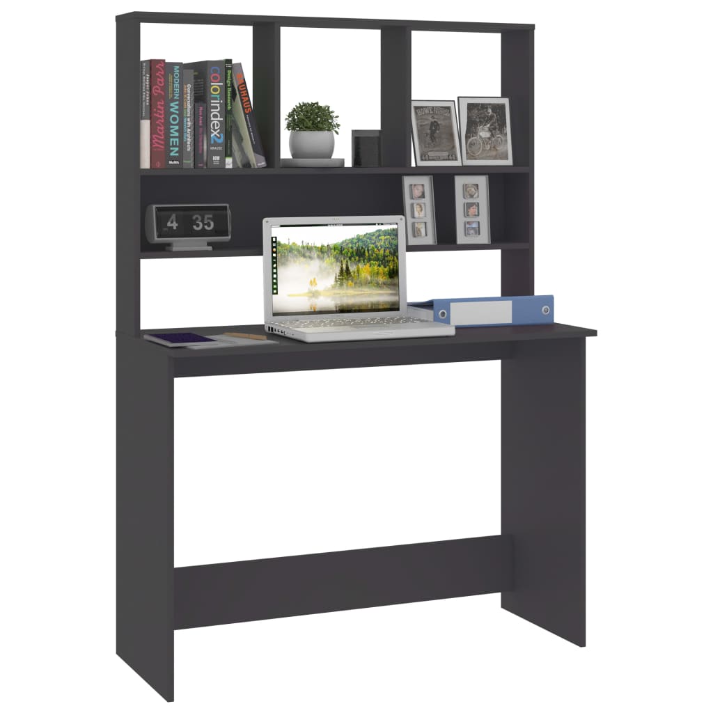 Bureau avec étagères Gris 110x45x157 cm Bois d'ingénierie - XIOS