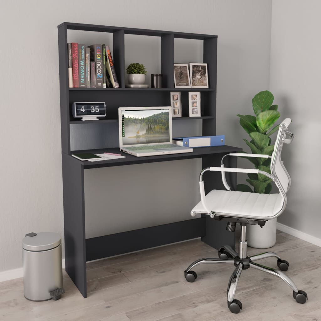 Bureau avec étagères Gris 110x45x157 cm Bois d'ingénierie - XIOS
